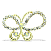 LO2865 - Flash Gold White Metal Brooches with Top Grade Crystal  in Aurora Borealis (Rainbow Effect)-0