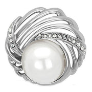 LO2866 - Imitation Rhodium White Metal Brooches with Synthetic Pearl in White-0