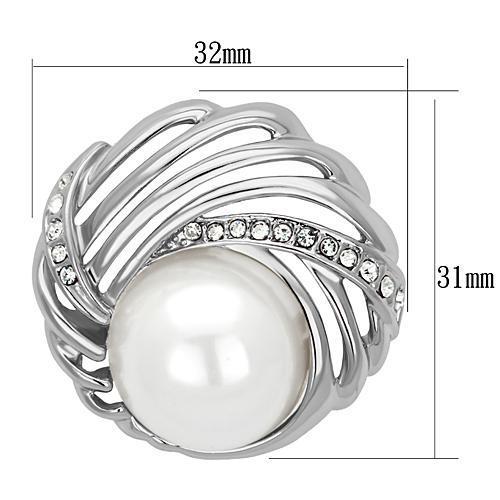 LO2866 - Imitation Rhodium White Metal Brooches with Synthetic Pearl in White-1