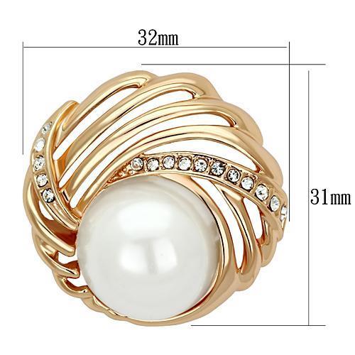 LO2867 - Flash Rose Gold White Metal Brooches with Synthetic Pearl in White-1