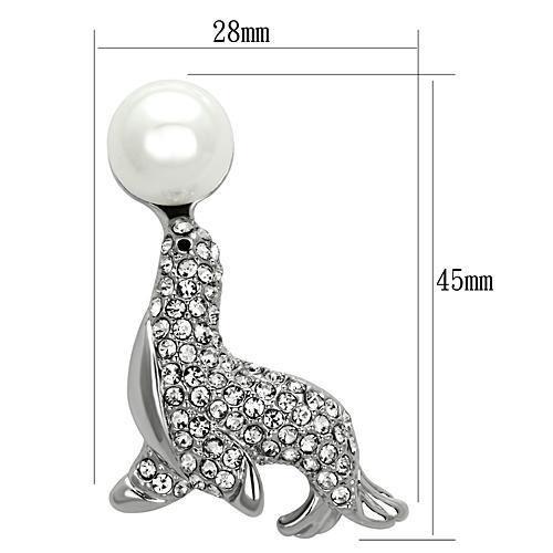 LO2872 - Imitation Rhodium White Metal Brooches with Synthetic Pearl in White-1