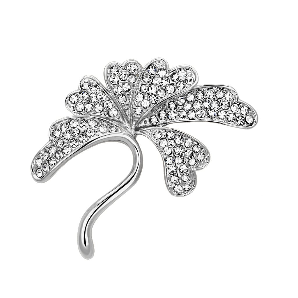 LO2875 - Flash Rose Gold White Metal Brooches with Top Grade Crystal  in Clear-0