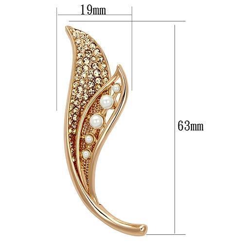 LO2877 - Flash Rose Gold White Metal Brooches with Synthetic Pearl in White-1