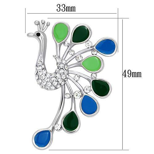 LO2880 - Imitation Rhodium White Metal Brooches with Top Grade Crystal  in Clear-1