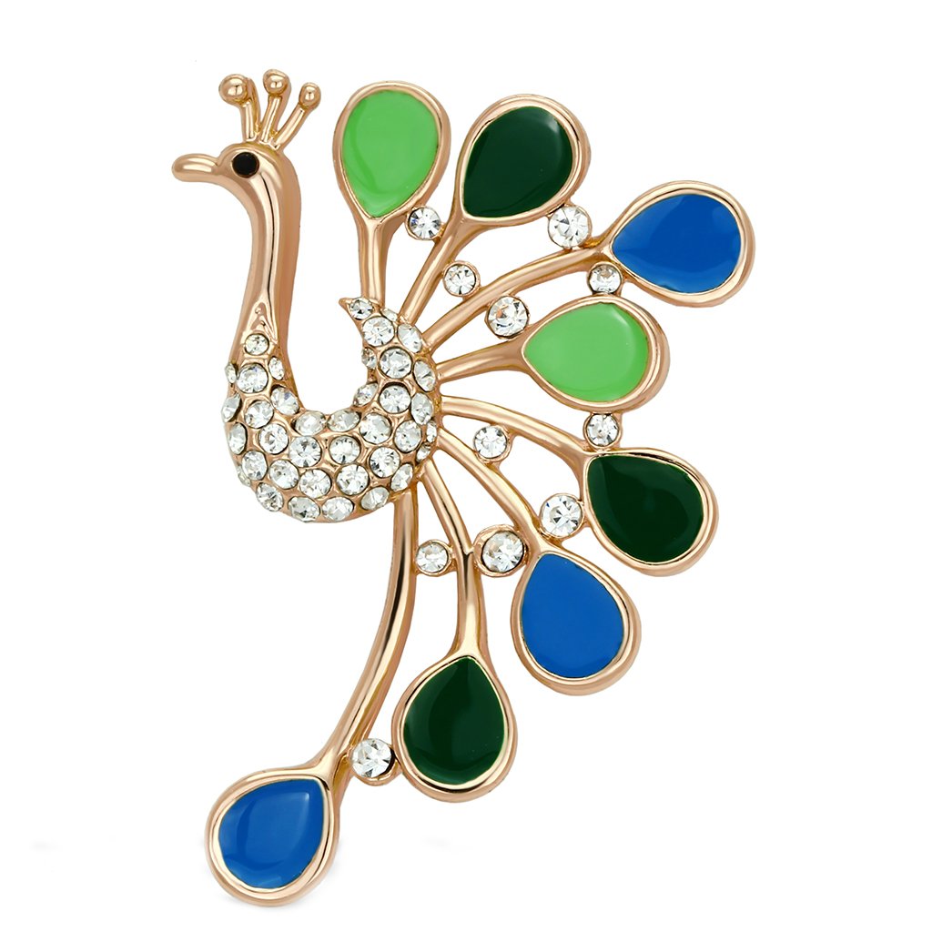 LO2881 - Flash Rose Gold White Metal Brooches with Top Grade Crystal  in Clear-0