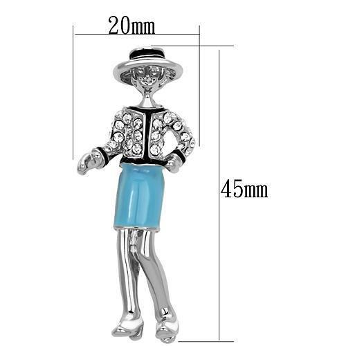 LO2884 - Imitation Rhodium White Metal Brooches with Top Grade Crystal  in Clear-1