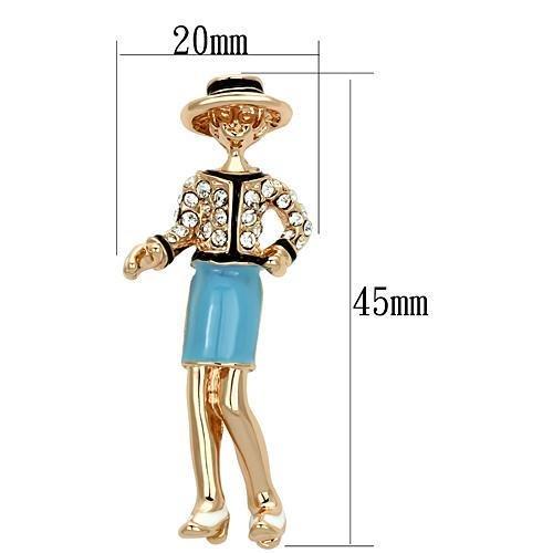 LO2885 - Flash Rose Gold White Metal Brooches with Top Grade Crystal  in Clear-1