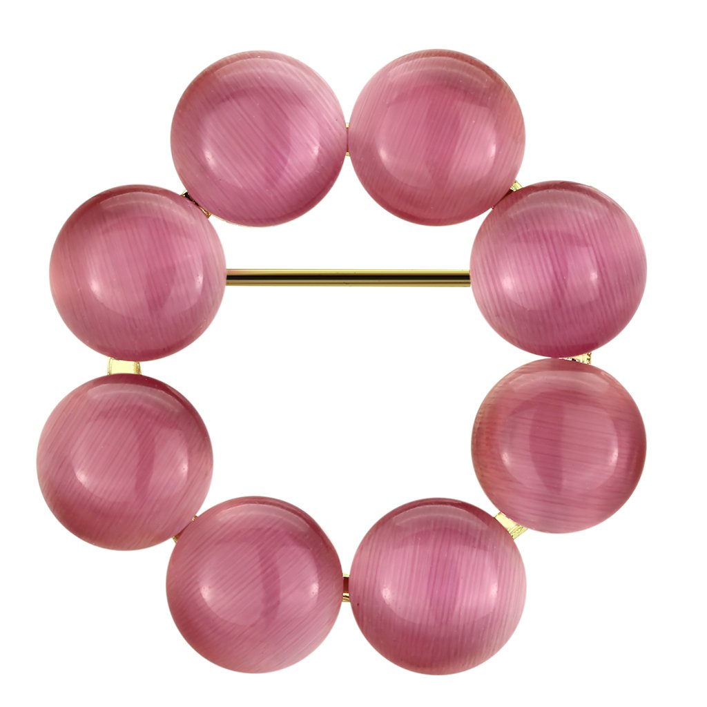 LO2886 - Flash Gold White Metal Brooches with Synthetic Cat Eye in Rose-0