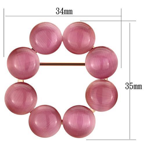 LO2887 - Flash Rose Gold White Metal Brooches with Synthetic Cat Eye in Rose-1