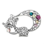 LO2888 - Imitation Rhodium White Metal Brooches with Top Grade Crystal  in Multi Color-0