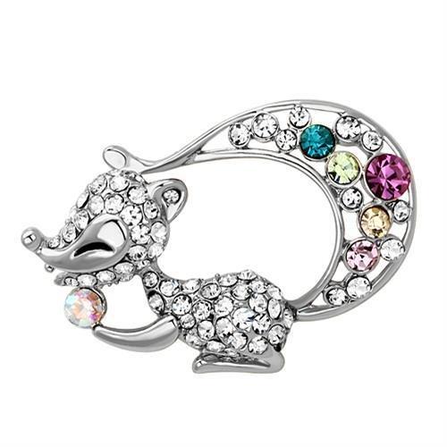 LO2888 - Imitation Rhodium White Metal Brooches with Top Grade Crystal  in Multi Color-0