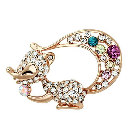 LO2889 - Flash Rose Gold White Metal Brooches with Top Grade Crystal  in Multi Color-0