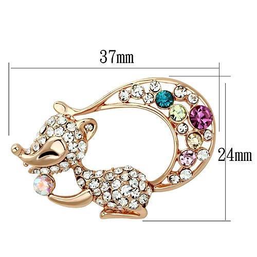 LO2889 - Flash Rose Gold White Metal Brooches with Top Grade Crystal  in Multi Color-1