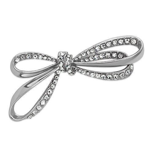 LO2890 - Imitation Rhodium White Metal Brooches with Top Grade Crystal  in Clear-0