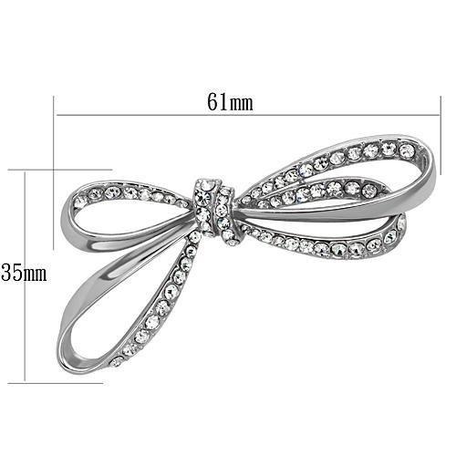 LO2890 - Imitation Rhodium White Metal Brooches with Top Grade Crystal  in Clear-1