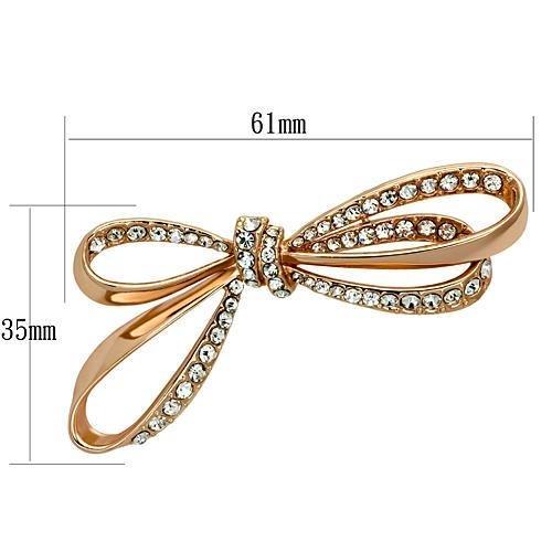 LO2891 - Flash Rose Gold White Metal Brooches with Top Grade Crystal  in Clear-1