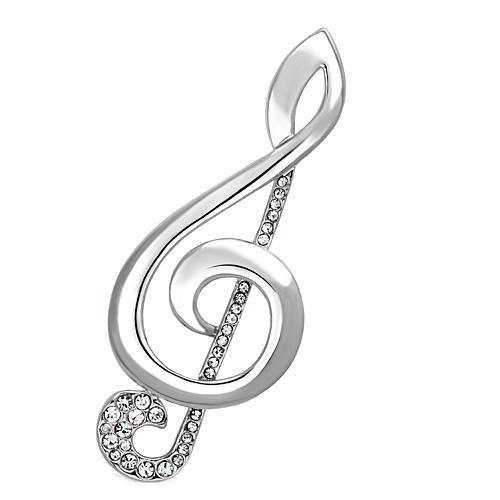 LO2892 - Imitation Rhodium White Metal Brooches with Top Grade Crystal  in Clear-0
