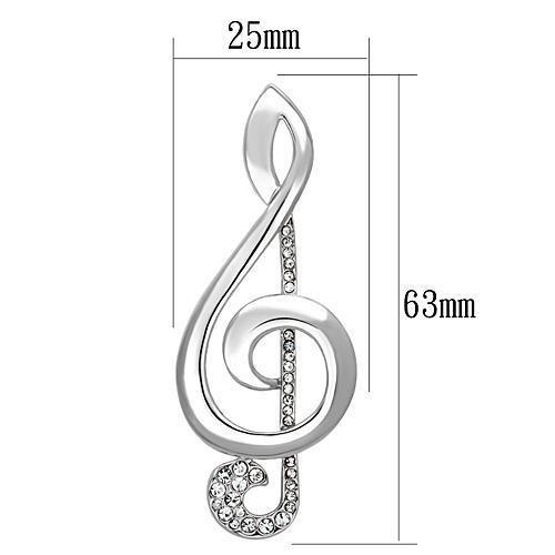 LO2892 - Imitation Rhodium White Metal Brooches with Top Grade Crystal  in Clear-1