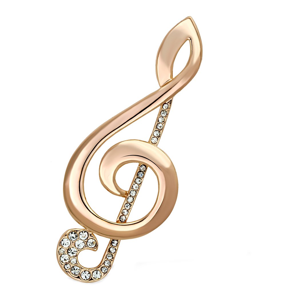LO2893 - Flash Rose Gold White Metal Brooches with Top Grade Crystal  in Clear-0