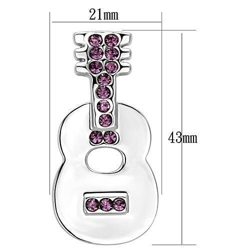 LO2894 - Imitation Rhodium White Metal Brooches with Top Grade Crystal  in Light Amethyst-1