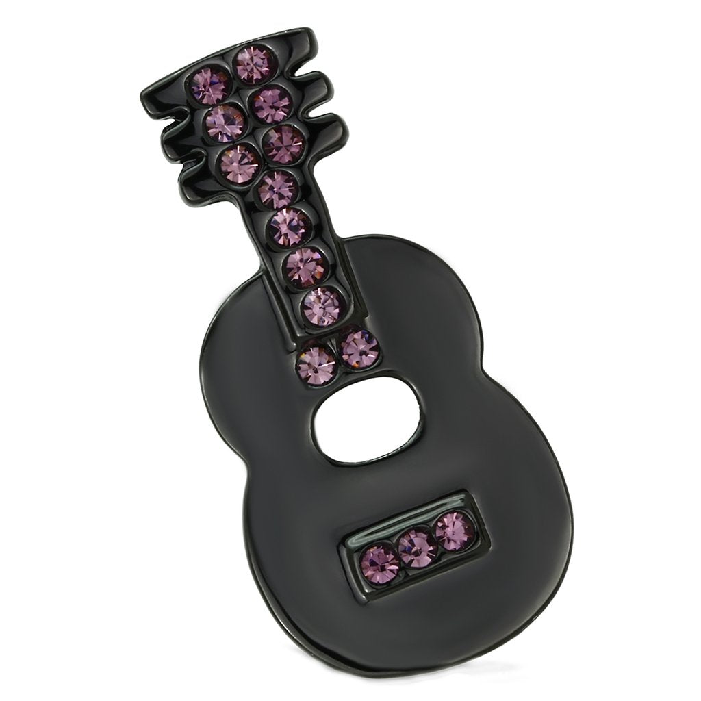 LO2895 - Ruthenium White Metal Brooches with Top Grade Crystal  in Light Amethyst-0