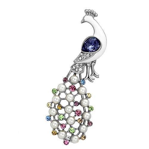 LO2896 - Imitation Rhodium White Metal Brooches with Top Grade Crystal  in Multi Color-0