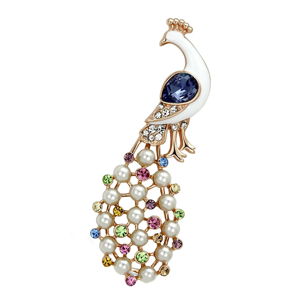 LO2897 - Flash Rose Gold White Metal Brooches with Top Grade Crystal  in Multi Color-0