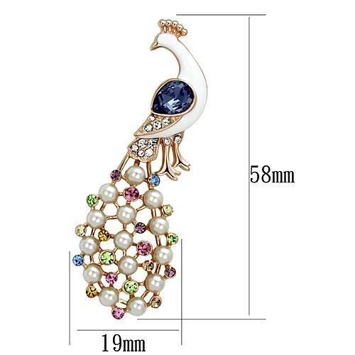 LO2897 - Flash Rose Gold White Metal Brooches with Top Grade Crystal  in Multi Color-1