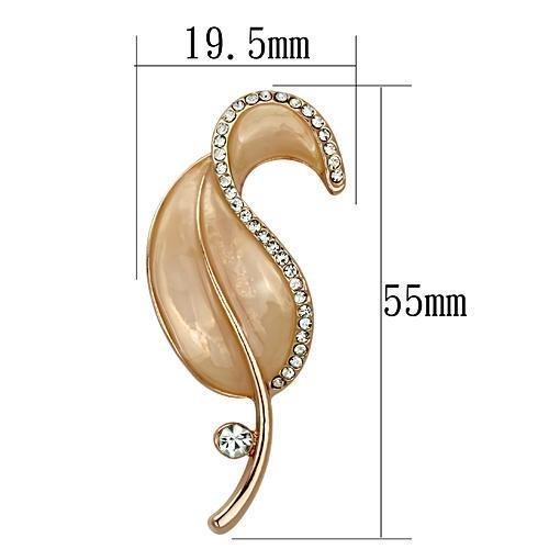 LO2899 - Flash Rose Gold White Metal Brooches with Top Grade Crystal  in Clear-1