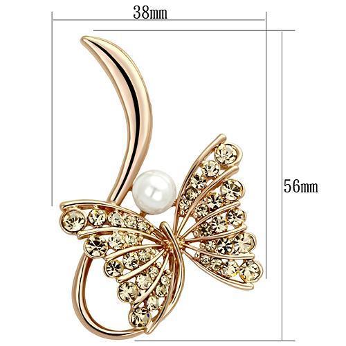 LO2903 - Flash Rose Gold White Metal Brooches with Synthetic Pearl in White-1