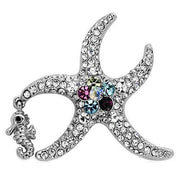 LO2910 - Imitation Rhodium White Metal Brooches with Top Grade Crystal  in Multi Color-0