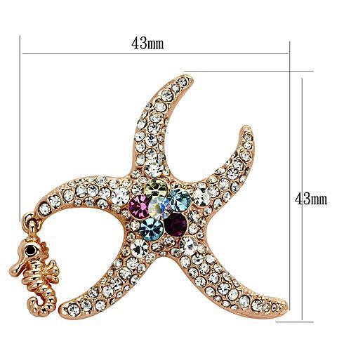 LO2911 - Flash Rose Gold White Metal Brooches with Top Grade Crystal  in Multi Color-1