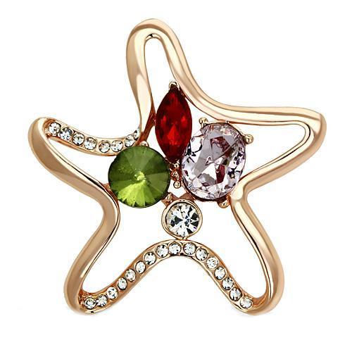 LO2913 - Flash Rose Gold White Metal Brooches with Synthetic Acrylic in Multi Color-0