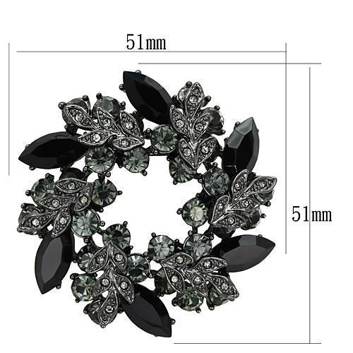 LO2917 - Ruthenium White Metal Brooches with Top Grade Crystal  in Jet-1