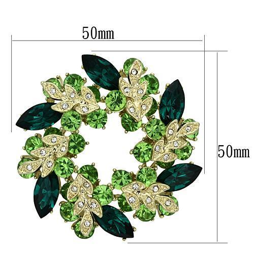 LO2918 - Flash Gold White Metal Brooches with Top Grade Crystal  in Emerald-1