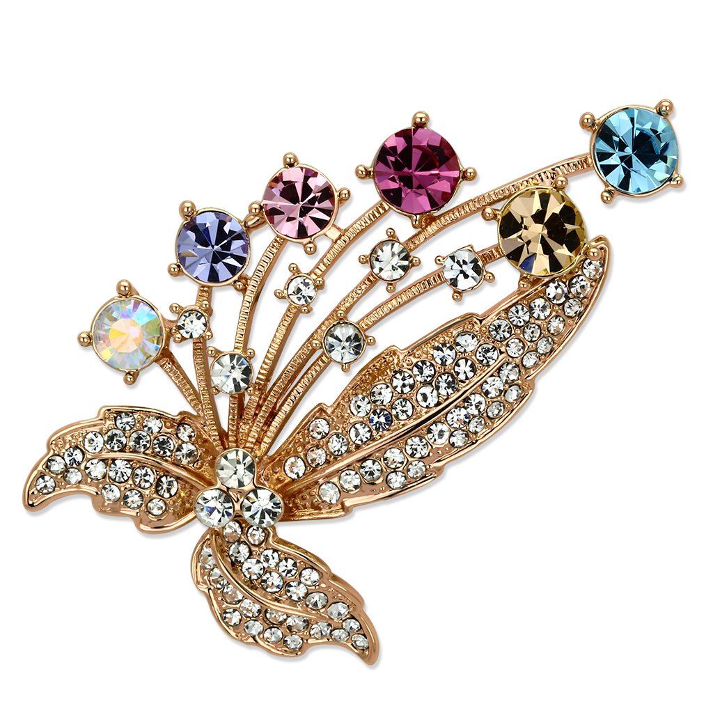 LO2922 - Flash Rose Gold White Metal Brooches with Top Grade Crystal  in Multi Color-0
