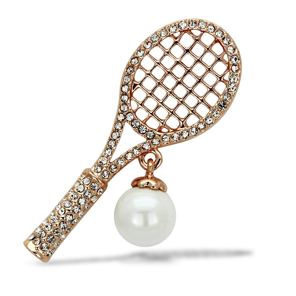 LO2930 - Flash Rose Gold White Metal Brooches with Synthetic Pearl in White-0