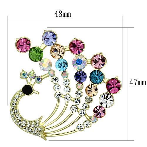 LO2931 - Flash Gold White Metal Brooches with Top Grade Crystal  in Multi Color-1