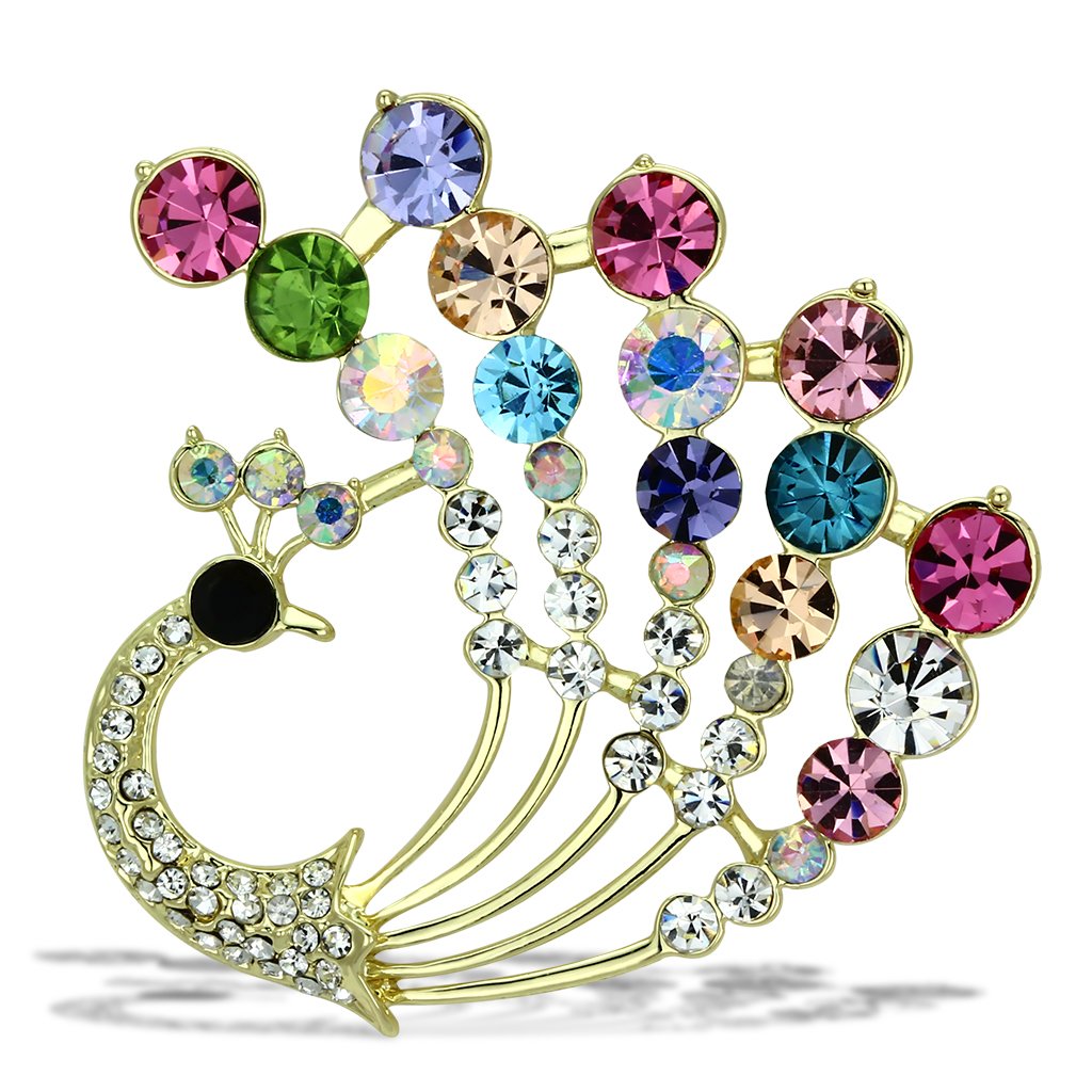 LO2931 - Flash Gold White Metal Brooches with Top Grade Crystal  in Multi Color-0