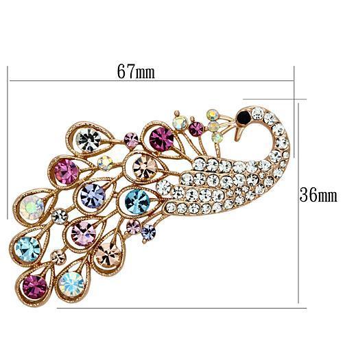 LO2932 - Flash Rose Gold White Metal Brooches with Top Grade Crystal  in Multi Color-1