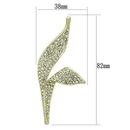 LO2935 - Flash Gold White Metal Brooches with Top Grade Crystal  in Clear-1