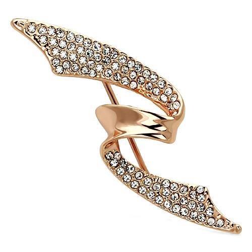 LO2941 - Flash Rose Gold White Metal Brooches with Top Grade Crystal  in Clear-0