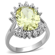 LO2943 - Rhodium Brass Ring with AAA Grade CZ  in Apple Green color-0