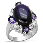 LO2947 - Rhodium Brass Ring with AAA Grade CZ  in Fuchsia-0