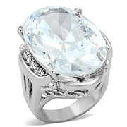 LO2950 - Rhodium Brass Ring with AAA Grade CZ  in Clear-0