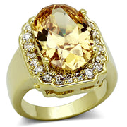 LO2955 - Gold Brass Ring with AAA Grade CZ  in Topaz-0