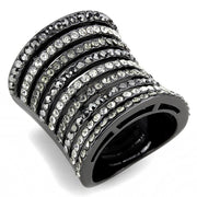 LO2967 - Ruthenium Brass Ring with Top Grade Crystal  in Black Diamond-0