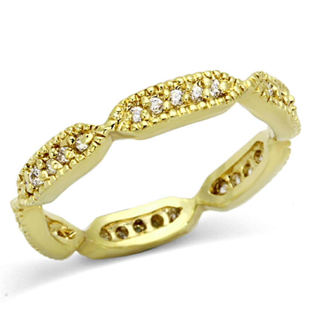 LO3001 - Gold Brass Ring with AAA Grade CZ  in Clear-0