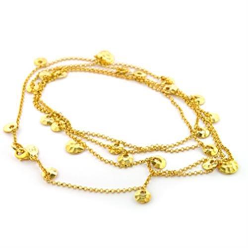 LO300 - Gold Brass Necklace with No Stone-0