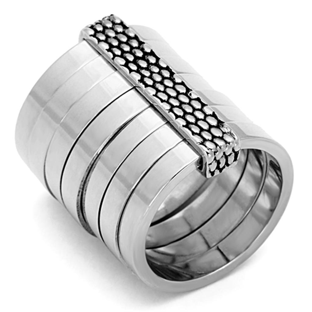 LO3014 - Rhodium Brass Ring with Epoxy  in Jet-0